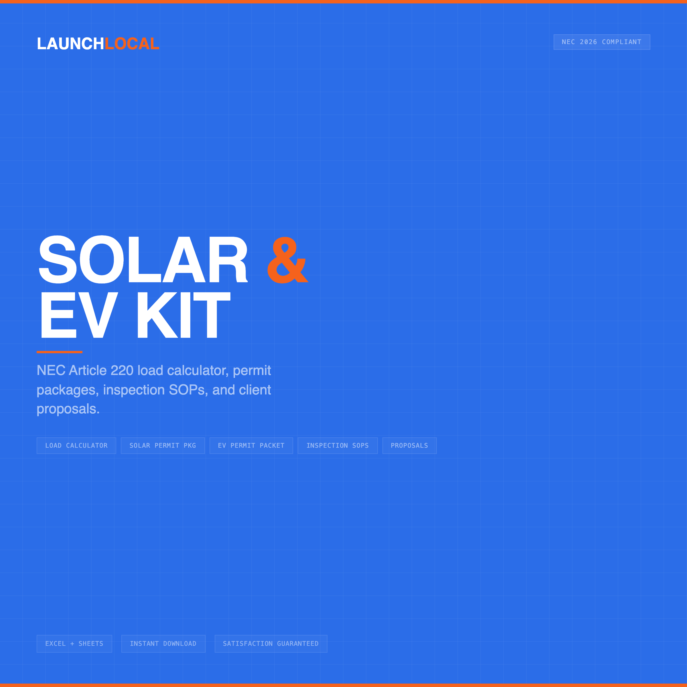 Solar & EV Infrastructure Administrative Kit - NEC 2026 Compliant - LaunchLocal